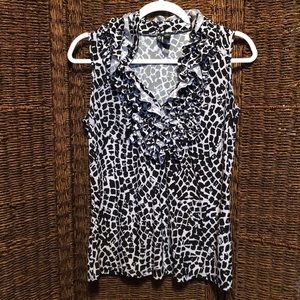 Milano Ruffled V neck Sleeveless Blouse